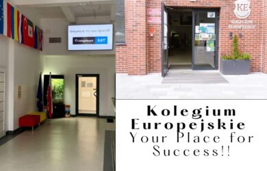 A minimalist photo collage showcasing a bright and modern school interior with welcoming spaces, representing the tagline 'Your Place for Success'.