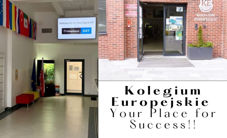 A minimalist photo collage showcasing a bright and modern school interior with welcoming spaces, representing the tagline 'Your Place for Success'.